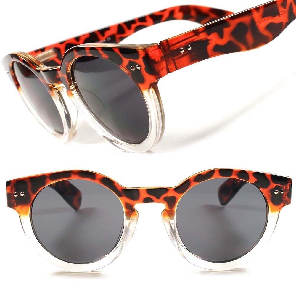 Hipster Mens Womens Cool Vintage Retro Plastic Round Frame Sunglasses D40A